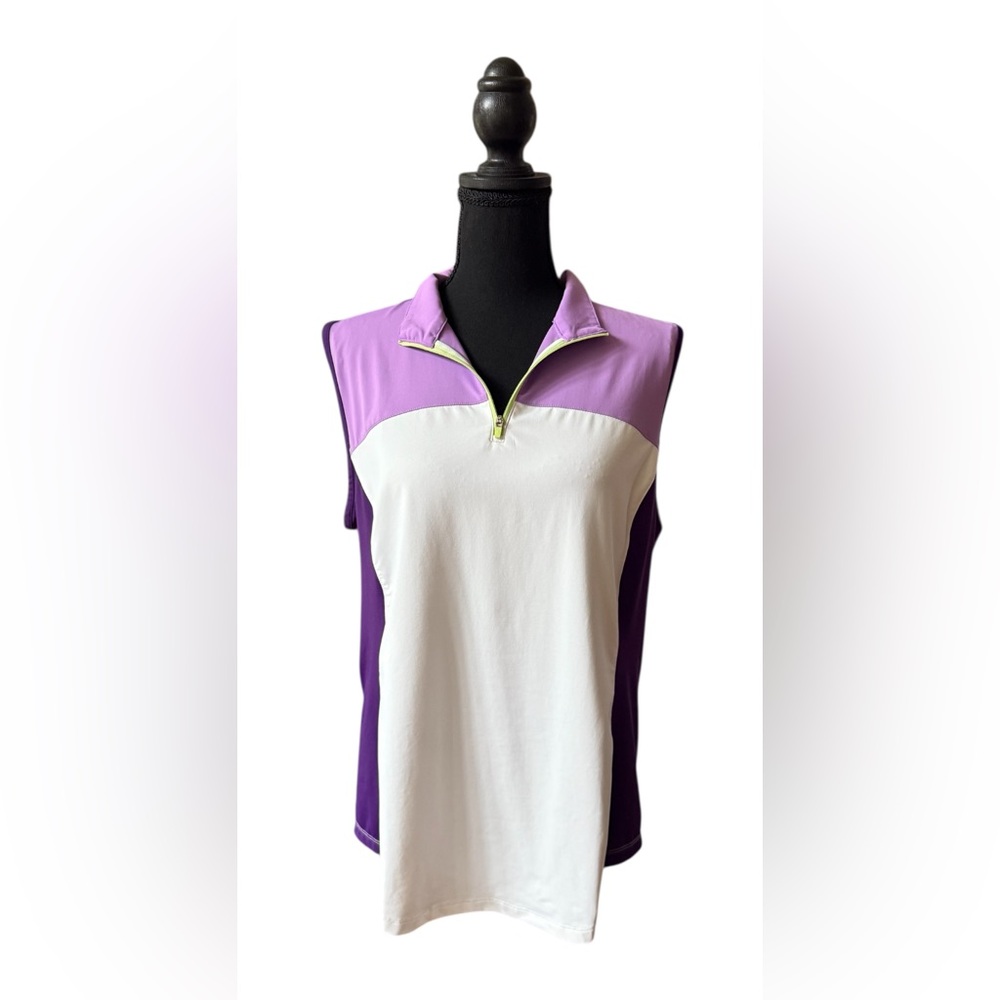 Lady Hagen Lavender and White Sleeveless Golf Performance Top